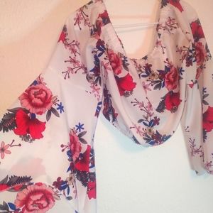 Flare arm long sleeve crop top